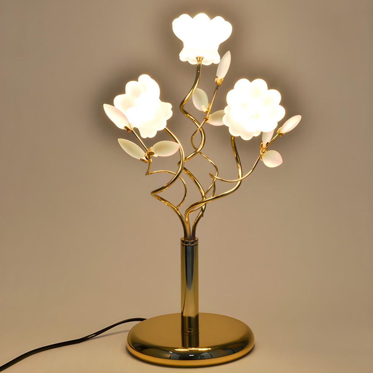 Artistic Branch Base Frosted Flower Shade Table Lamp Image - 4