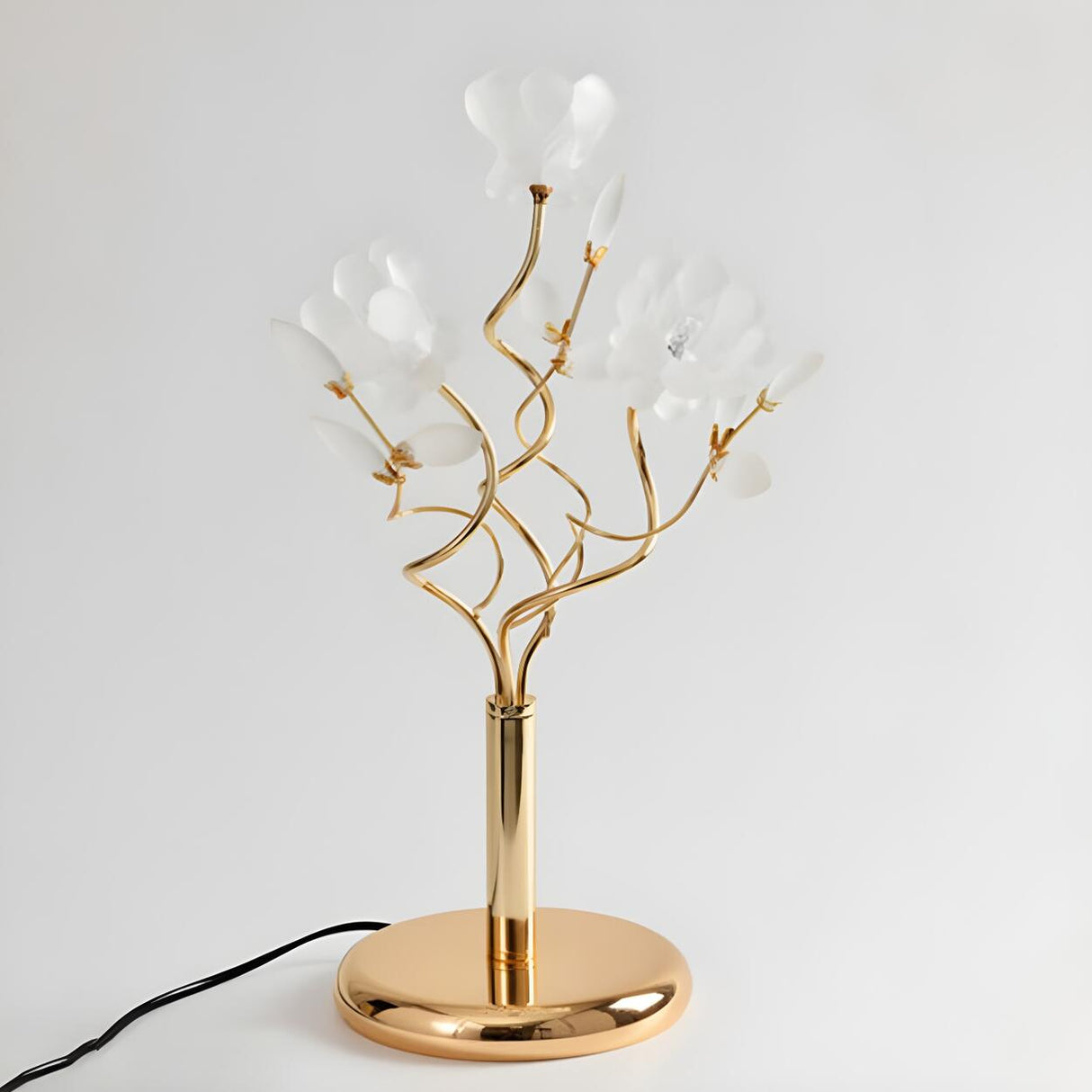 Artistic Branch Base Frosted Flower Shade Table Lamp Image - 7