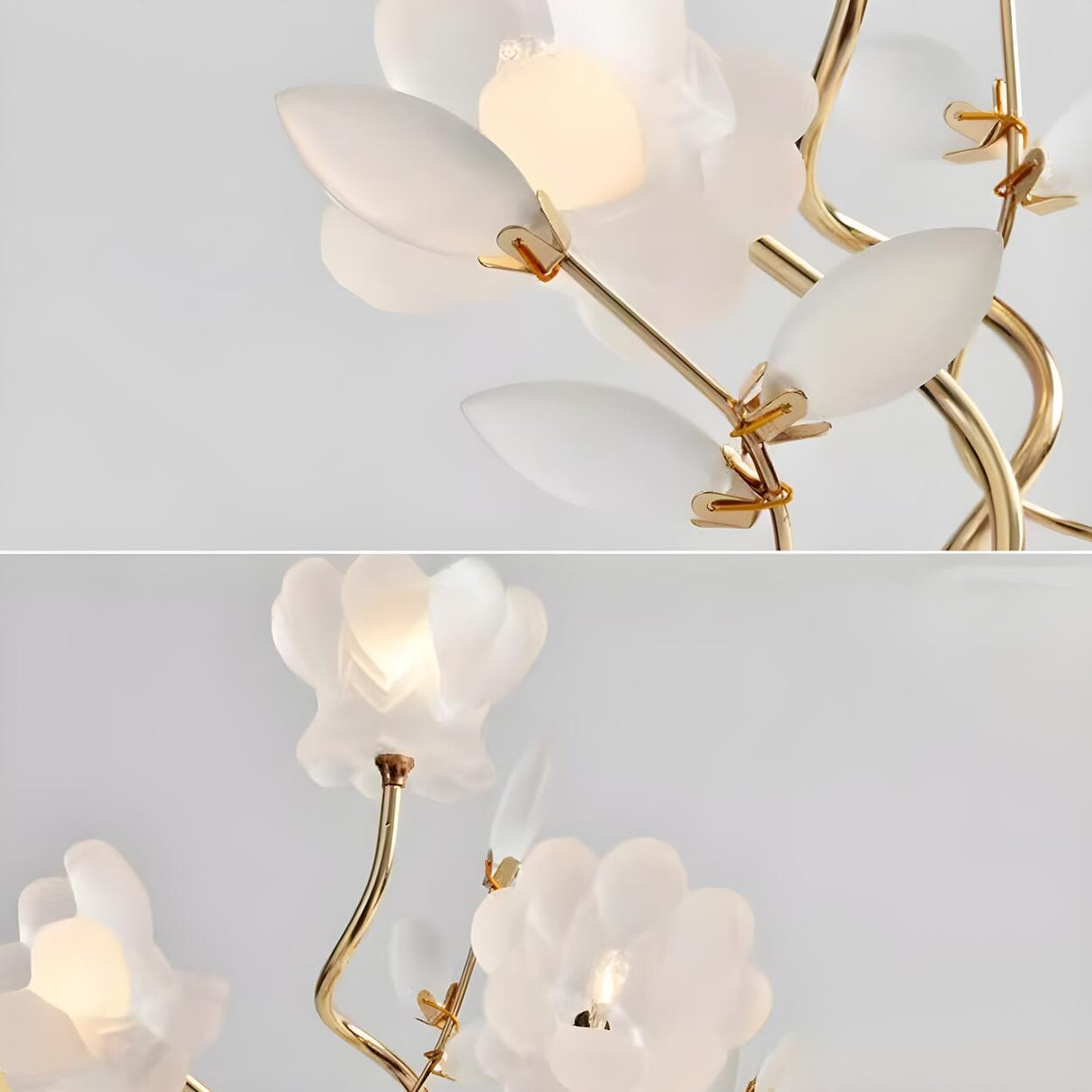 Artistic Branch Base Frosted Flower Shade Table Lamp Image - 9
