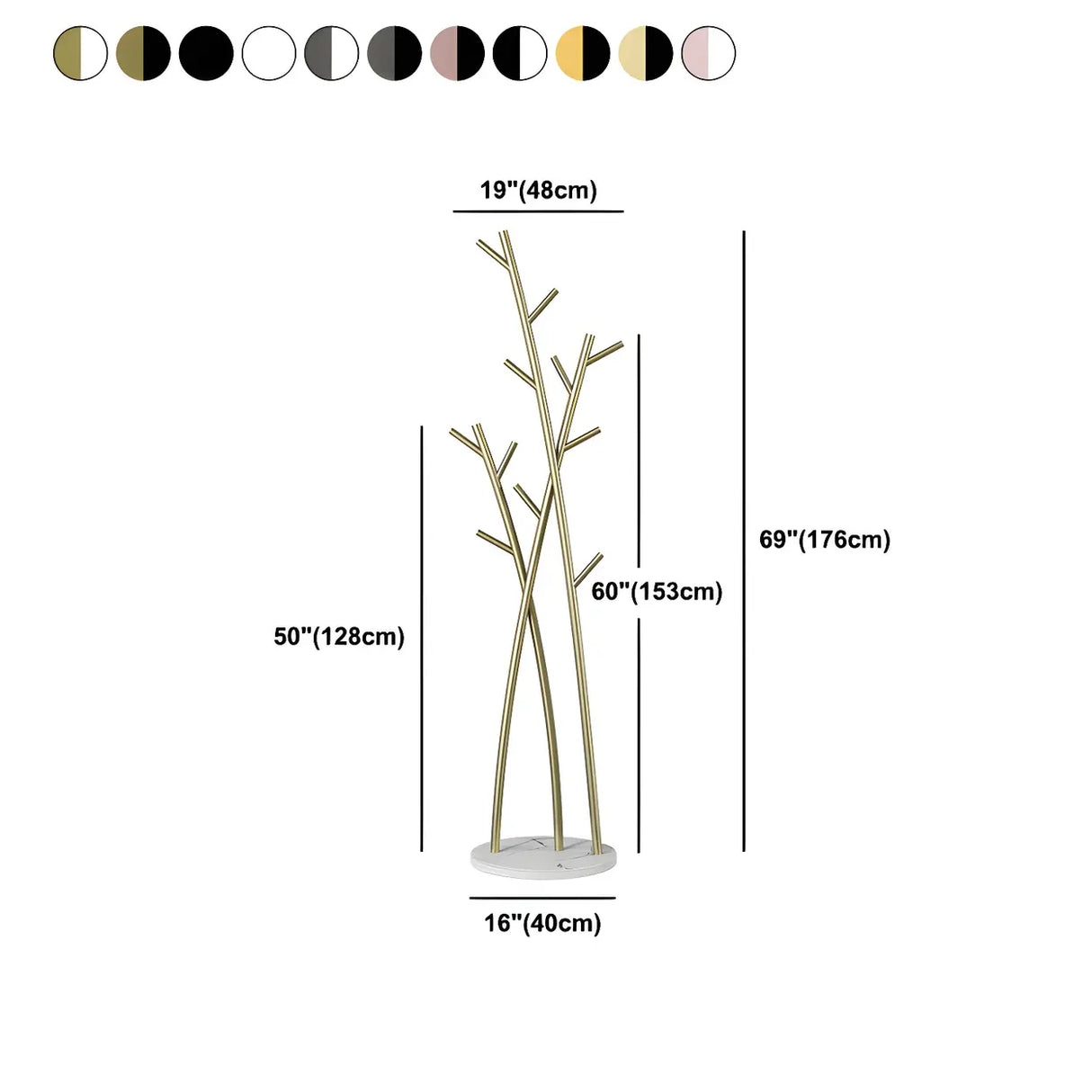 Artistic Branch Gold Metal Entryway Freestanding Coat Rack 