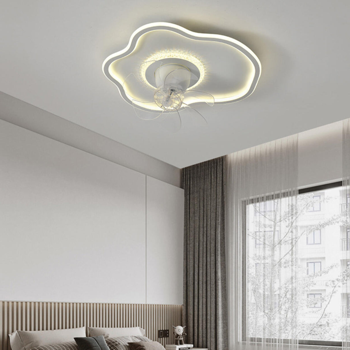 Artistic Cloud-Shaped Ceiling Fan with LED Lighting Image - 4