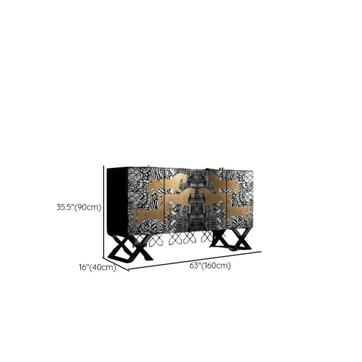 Artistic Cross Legs Storage Console Table with Cabinet Image - 11