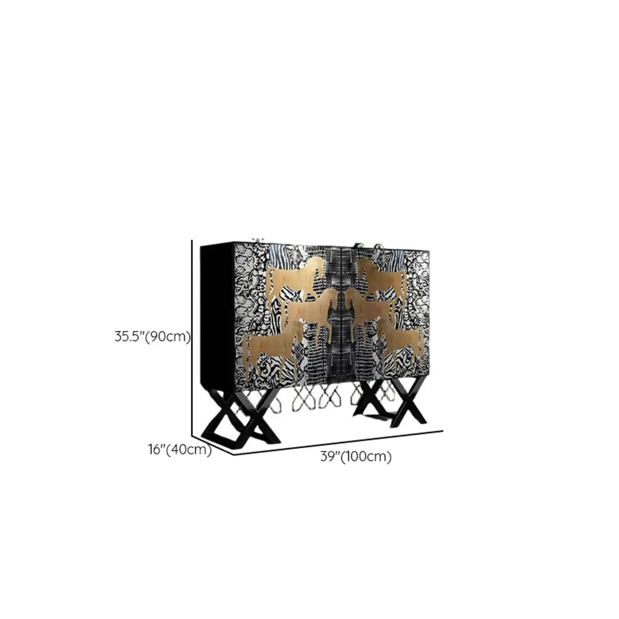 Artistic Cross Legs Storage Console Table with Cabinet Image - 12