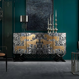 Artistic Cross Legs Storage Console Table with Cabinet Image - 3