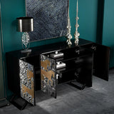 Artistic Cross Legs Storage Console Table with Cabinet Image - 4