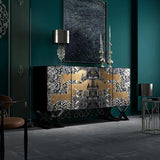 Artistic Cross Legs Storage Console Table with Cabinet Image - 5