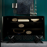 Artistic Cross Legs Storage Console Table with Cabinet Image - 6