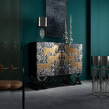 Artistic Cross Legs Storage Console Table with Cabinet Image - 7