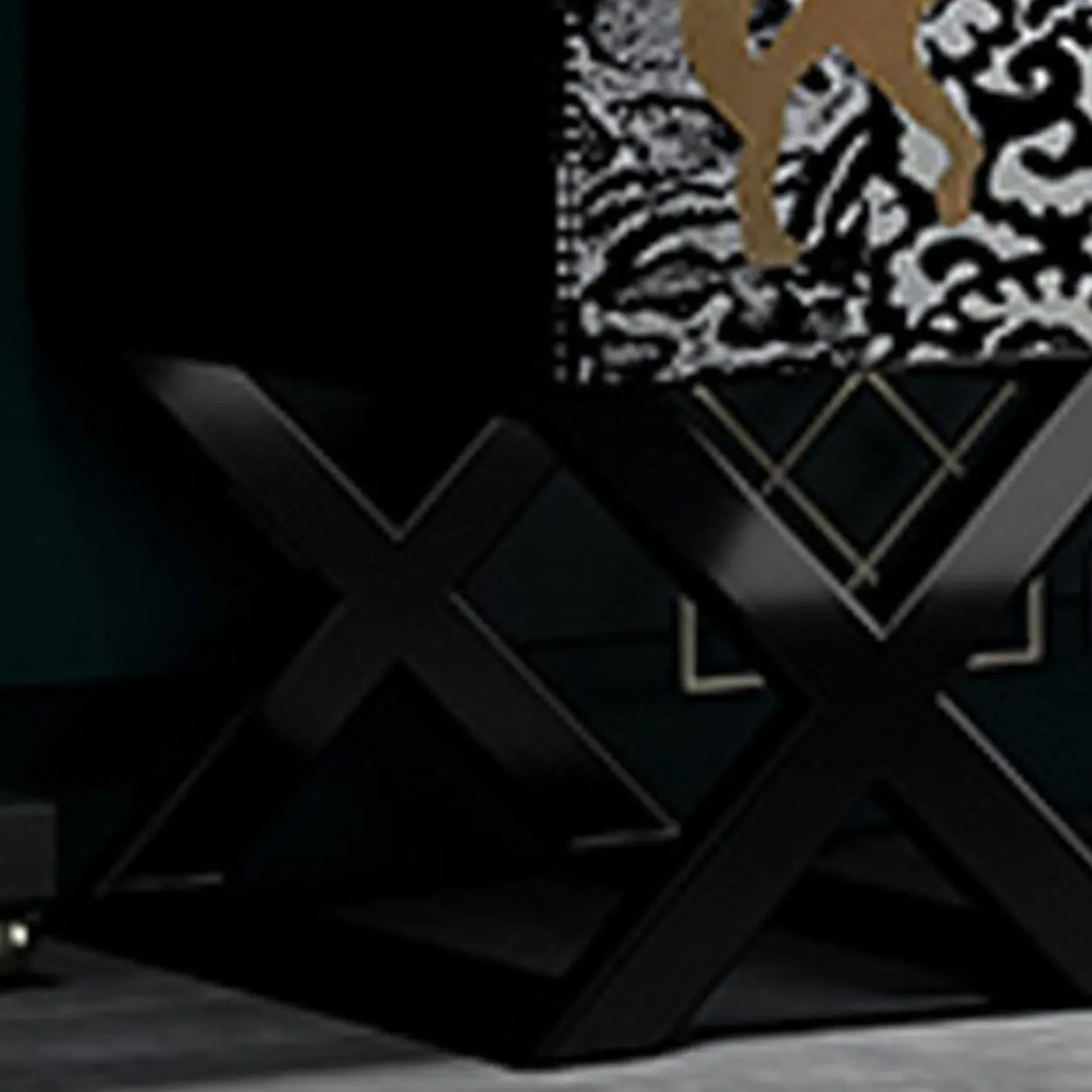 Artistic Cross Legs Storage Console Table with Cabinet Image - 8