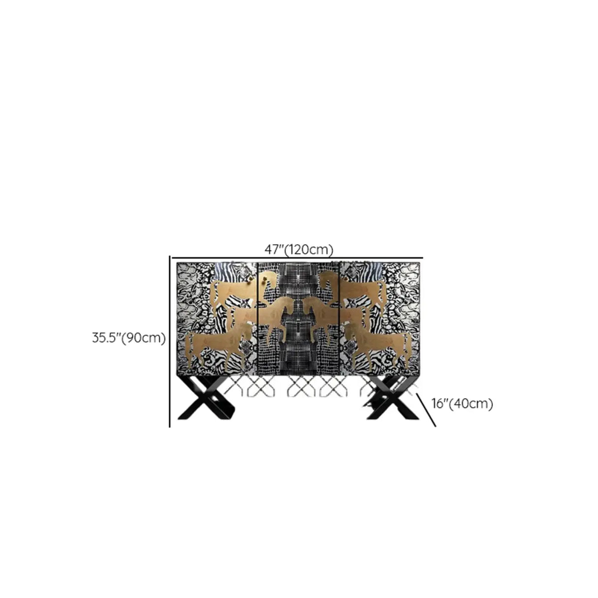 Artistic Cross Legs Storage Console Table with Cabinet 