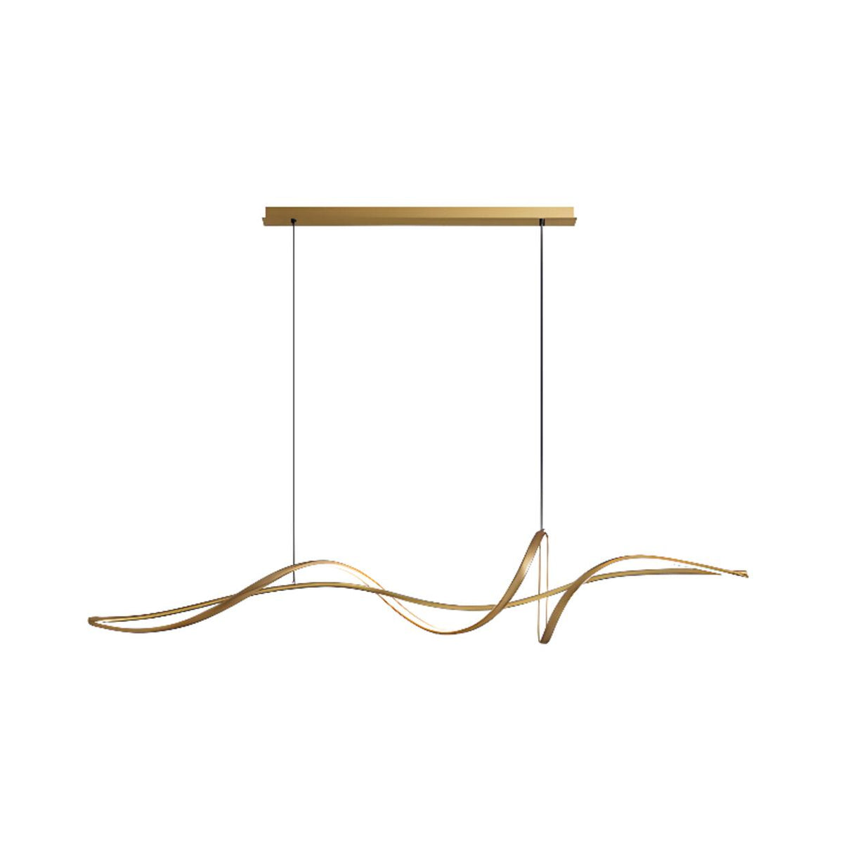Artistic Dining Room Gold Wave Island Ceiling Light Image - 5