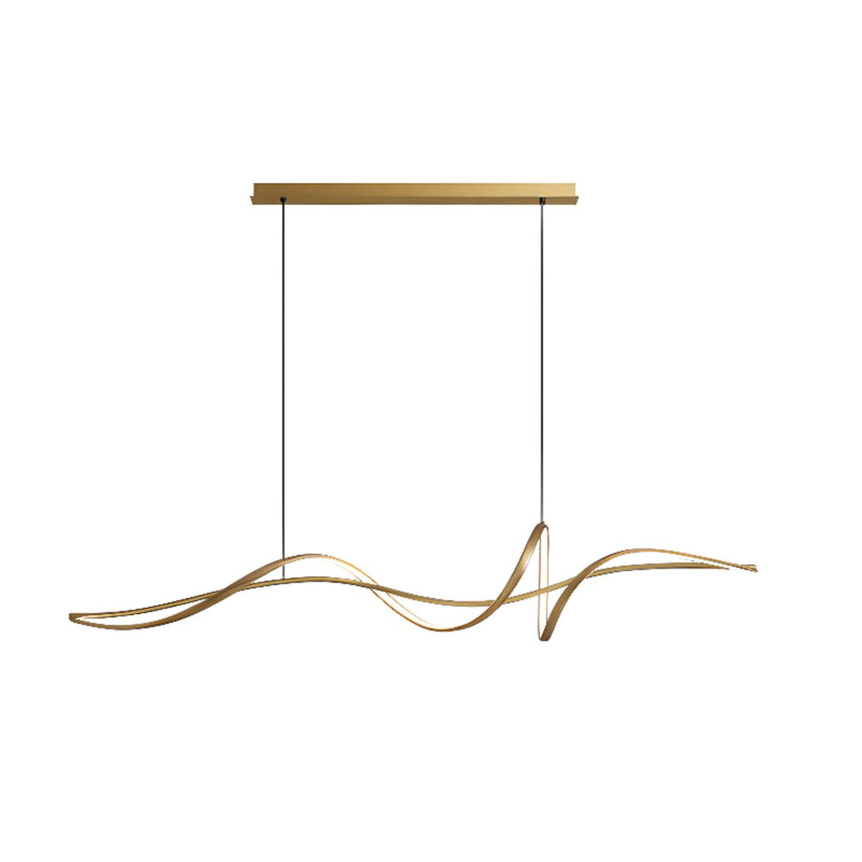 Artistic Dining Room Gold Wave Island Ceiling Light Image - 6