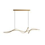 Artistic Dining Room Gold Wave Island Ceiling Light Image - 6