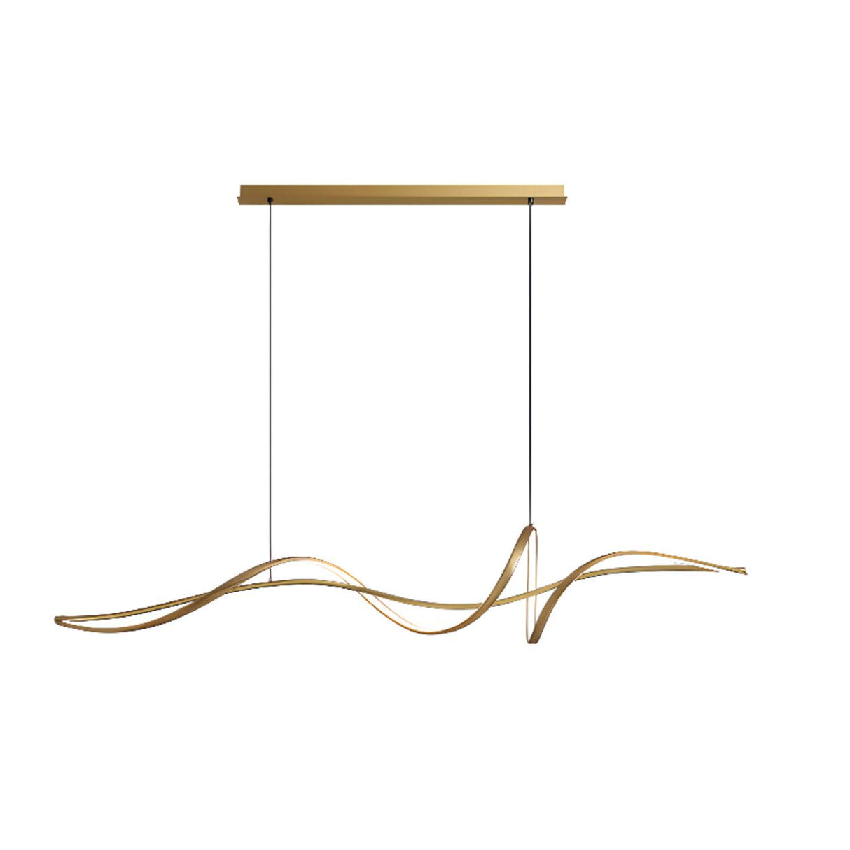 Artistic Dining Room Gold Wave Island Ceiling Light Image - 7