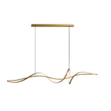 Artistic Dining Room Gold Wave Island Ceiling Light Image - 7