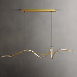 Artistic Dining Room Gold Wave Island Ceiling Light Image - 8