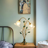 Artistic Double Glass Shade Flower-Shaped Table Lamp Image - 3