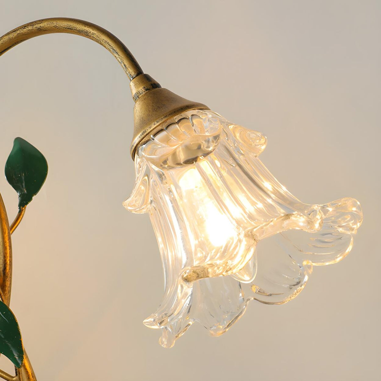 Artistic Double Glass Shade Flower-Shaped Table Lamp Image - 7