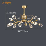 Artistic Firefly Crystal Decor Brass Ceiling Fan Light Image - 9