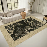 Artistic Floral Leaf Pattern Polyester Black Area Rug Image - 1