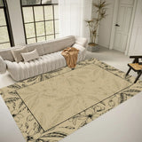 Artistic Floral Leaf Pattern Polyester Black Area Rug Image - 11