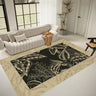 Artistic Floral Leaf Pattern Polyester Black Area Rug Image - 3