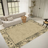 Artistic Floral Leaf Pattern Polyester Black Area Rug Image - 5