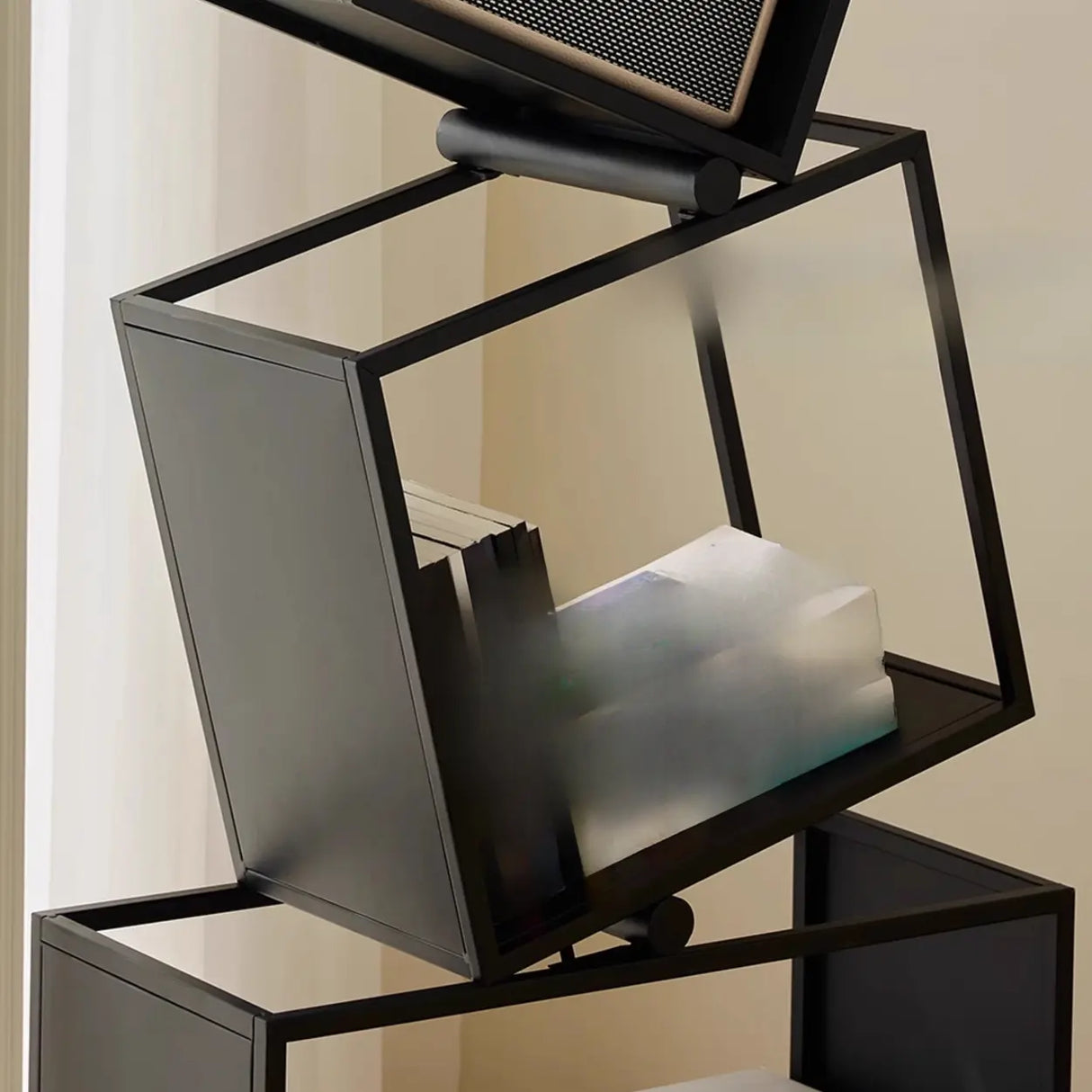 Artistic Geometric Iron Vertical Open Shelves Bookshelf Image - 10