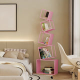 Artistic Geometric Iron Vertical Open Shelves Bookshelf Image - 12