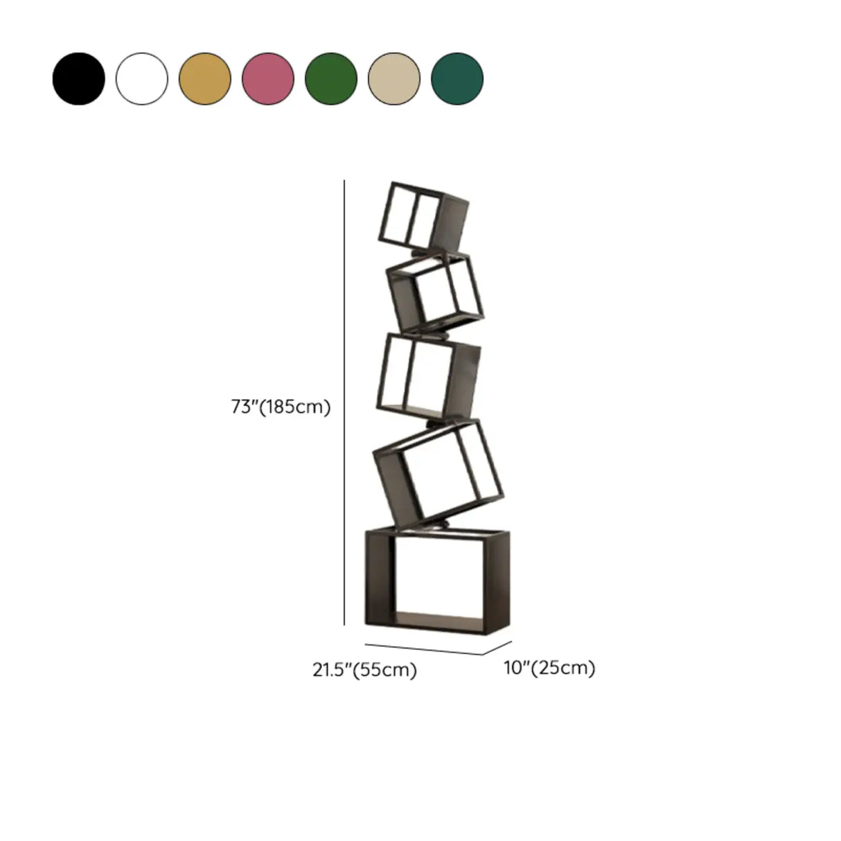 Artistic Geometric Iron Vertical Open Shelves Bookshelf 