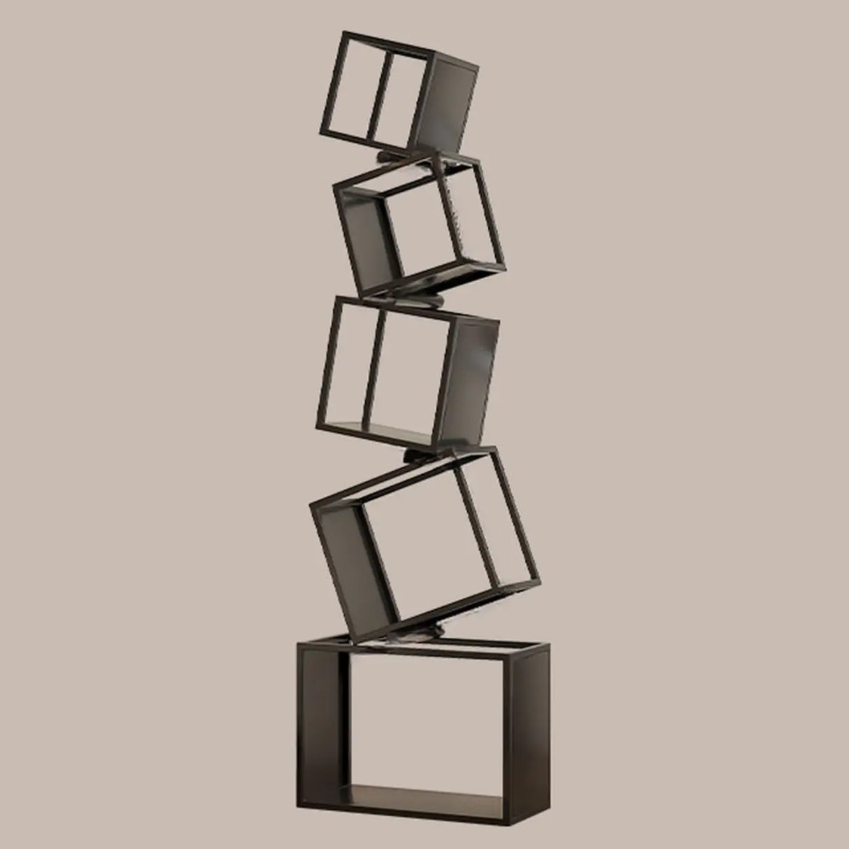 Artistic Geometric Iron Vertical Open Shelves Bookshelf Image - 3