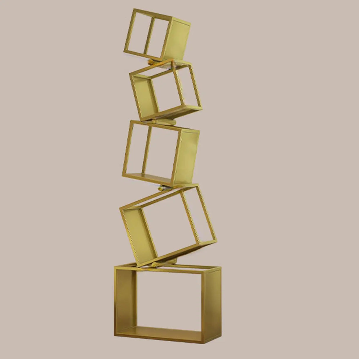 Artistic Geometric Iron Vertical Open Shelves Bookshelf Image - 5