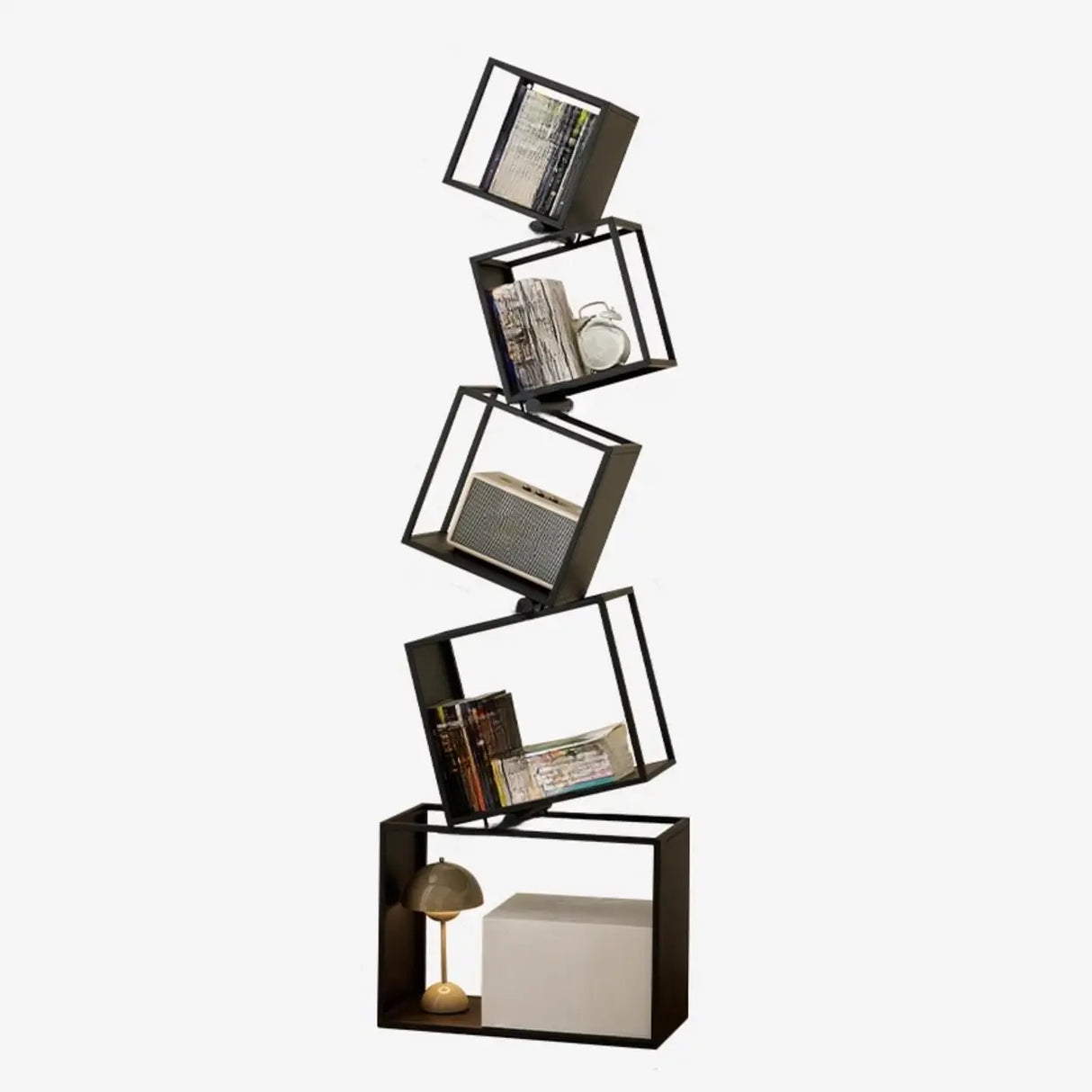 Artistic Geometric Iron Vertical Open Shelves Bookshelf Image - 7