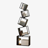 Artistic Geometric Iron Vertical Open Shelves Bookshelf Image - 7