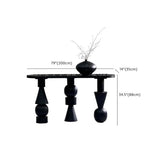 Artistic Geometric Leg Black Wood Entryway Oval Console Table Image - 10