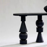 Artistic Geometric Leg Black Wood Entryway Oval Console Table Image - 4
