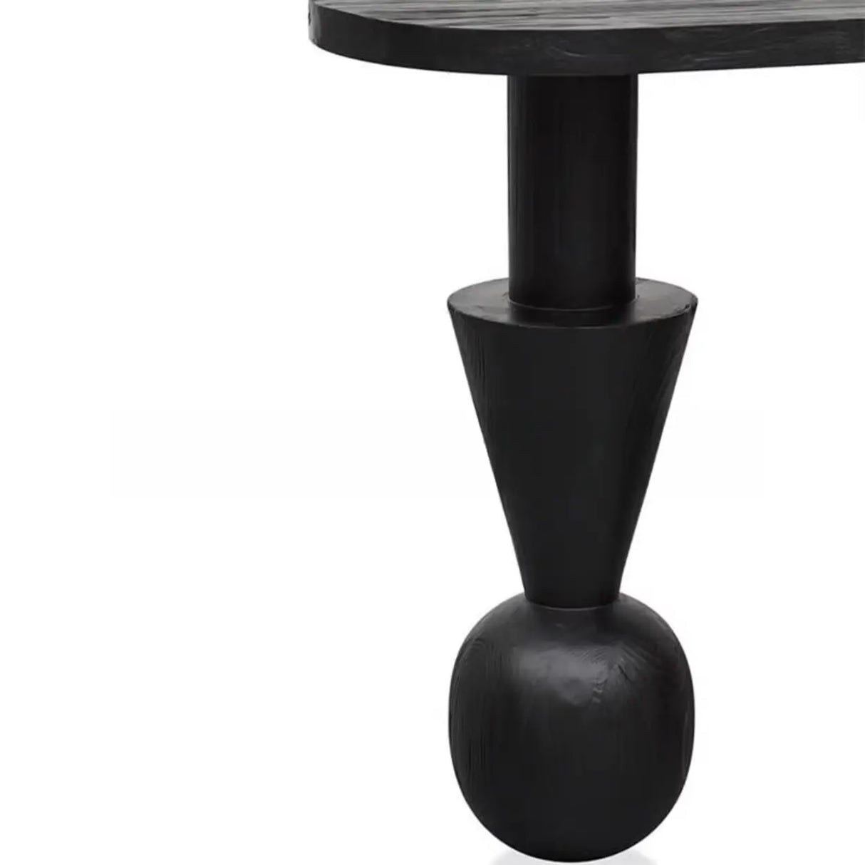 Artistic Geometric Leg Black Wood Entryway Oval Console Table Image - 5