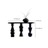 Artistic Geometric Leg Black Wood Entryway Oval Console Table #size