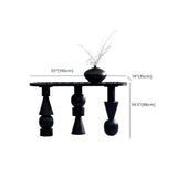 Artistic Geometric Leg Black Wood Entryway Oval Console Table Image - 7