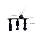 Artistic Geometric Leg Black Wood Entryway Oval Console Table Image - 8