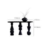 Artistic Geometric Leg Black Wood Entryway Oval Console Table Image - 9