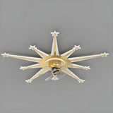 Artistic Golden Sunburst Flush Ceiling Fan with Light Image - 12
