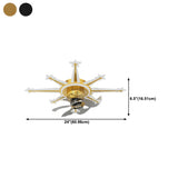 Artistic Golden Sunburst Flush Ceiling Fan with Light #size