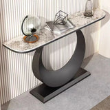 Artistic Half Circle Marble Gold Entry Console Table Image - 12