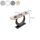 Artistic Half Circle Marble Gold Entry Console Table Image - 16