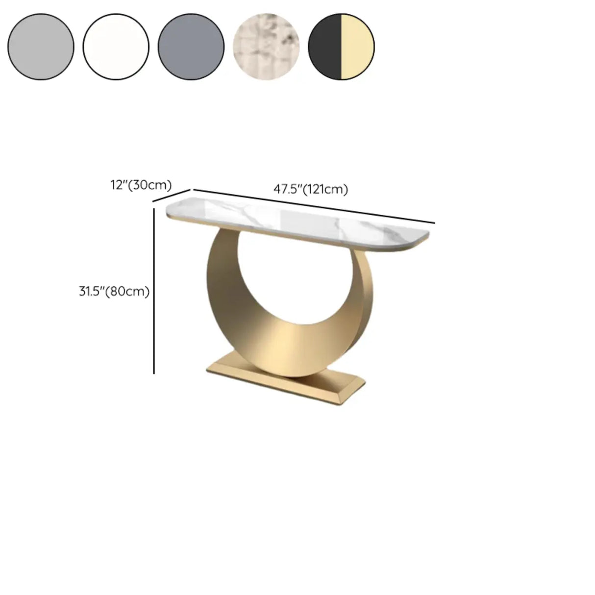 Artistic Half Circle Marble Gold Entry Console Table Image - 18