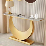 Artistic Half Circle Marble Gold Entry Console Table Image - 9