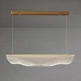 Artistic Linear and Wave Gold Island Pendant Light Image - 1
