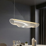 Artistic Linear and Wave Gold Island Pendant Light Image - 4