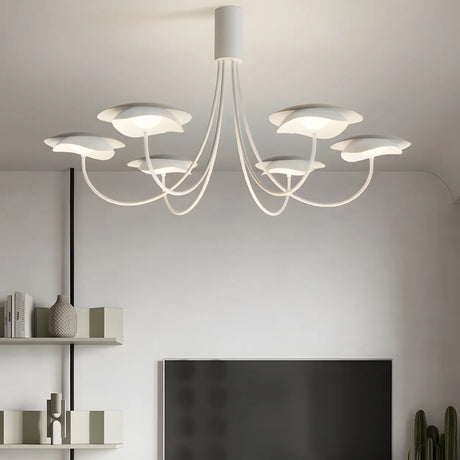 Artistic Modern White Chandelier Living Room Branch Metal Image - 2